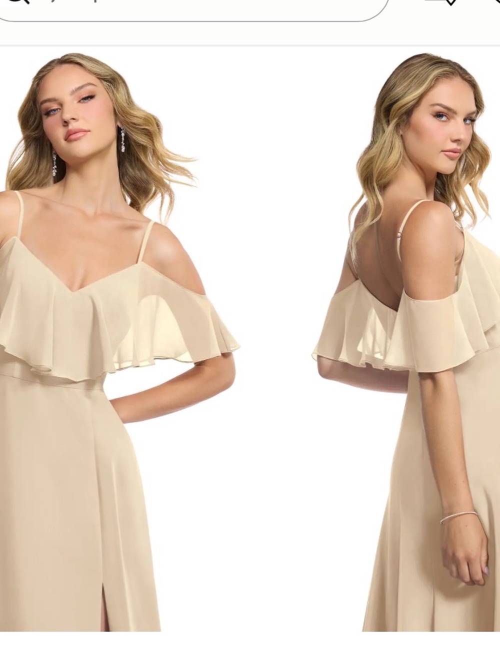 Azazie off the shoulder bridesmaid dress